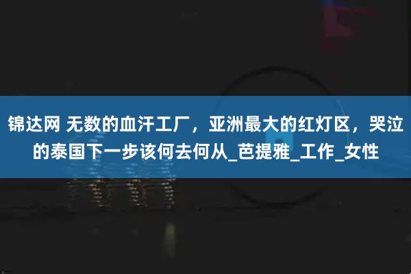 锦达网 无数的血汗工厂，亚洲最大的红灯区，哭泣的泰国下一步该何去何从_芭提雅_工作_女性